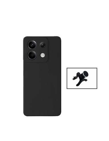 Kit Suporte Magnético Reforçado de Carro + Capa Silicone Líquido Phonecare para Xiaomi Poco X6 5G - Preto