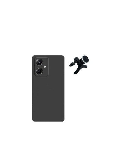 Kit Suporte Magnético Reforçado de Carro + Capa Silicone Líquido Phonecare para Xiaomi Redmi 13C 5G - Preto