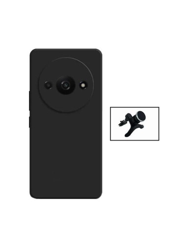 Kit Suporte Magnético Reforçado de Carro + Capa Silicone Líquido Phonecare para Xiaomi Redmi A3 - Preto