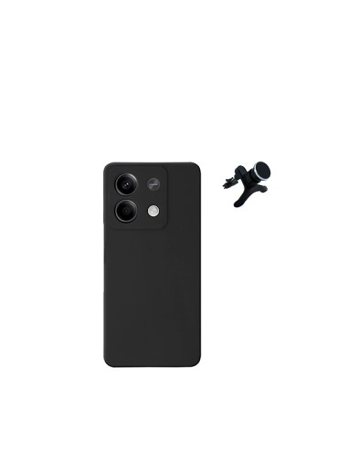 Kit Suporte Magnético Reforçado de Carro + Capa Silicone Líquido Phonecare para Xiaomi Redmi Note 13 - Preto