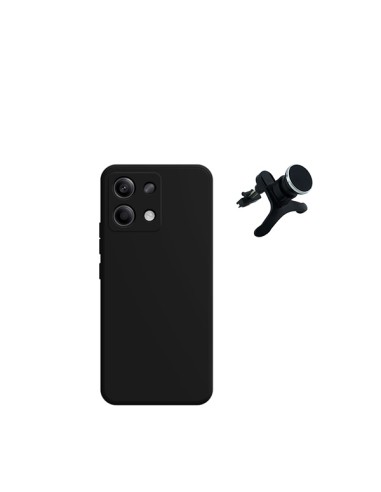 Kit Suporte Magnético Reforçado de Carro + Capa Silicone Líquido Phonecare para Xiaomi Redmi Note 13 4G - Preto