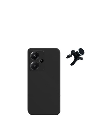 Kit Suporte Magnético Reforçado de Carro + Capa Silicone Líquido Phonecare para Xiaomi Redmi Note 13 Pro+ Plus - Preto