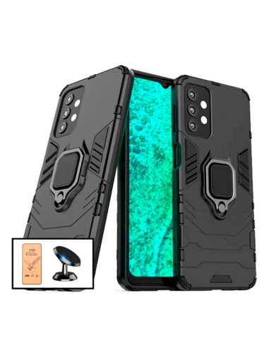 Kit Vidro Temperado CeramicGlass Full Cover + Capa 3X1 Military Defender + Suporte Magnético de Carro para Samsung Galaxy A52