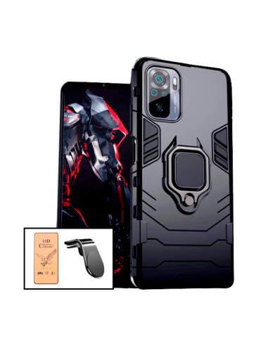 Kit Vidro Temperado CeramicGlass Full Cover + Capa 3X1 Military Defender + Suporte Magnético L Safe Driving Carro para Xiaomi Re