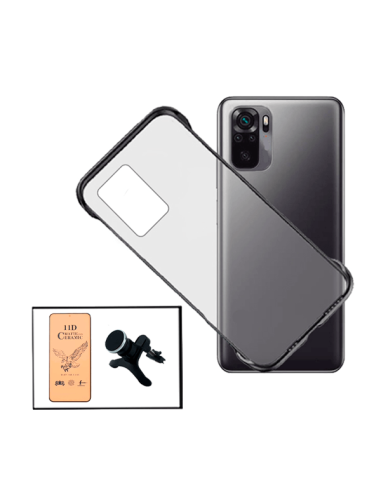 Kit Vidro Temperado CeramicGlass Full Cover + Capa Invisible Bumper + Suporte Magnético de Carro Reforçado para Xiaomi Redmi Not