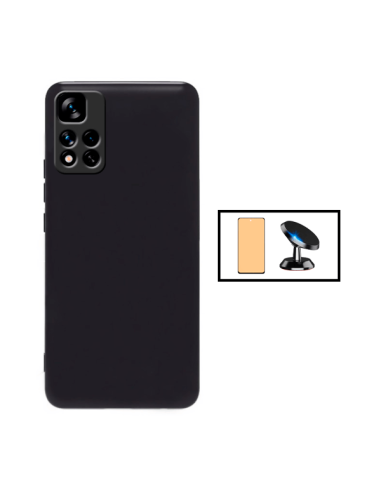 Kit Vidro Temperado CeramicGlass Full Cover + Capa Silicone Líquido + Suporte Magnético de Carro para Xiaomi Redmi 10 Prime 2022