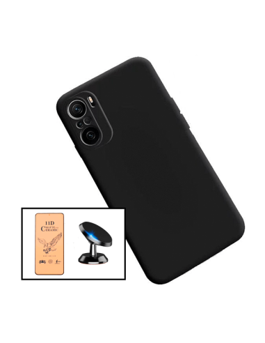 Kit Vidro Temperado CeramicGlass Full Cover + Capa Silicone Líquido + Suporte Magnético de Carro para Xiaomi Redmi Note 10 Pro