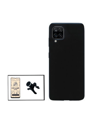 Kit Vidro Temperado CeramicGlass Full Cover + Capa Silicone Líquido + Suporte Magnético de Carro Reforçado para Samsung Galaxy A