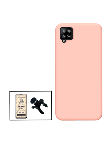 Kit Vidro Temperado CeramicGlass Full Cover + Capa Silicone Líquido + Suporte Magnético de Carro Reforçado para Samsung Galaxy A