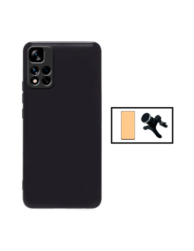 Kit Vidro Temperado CeramicGlass Full Cover + Capa Silicone Líquido + Suporte Magnético de Carro Reforçado para Xiaomi Redmi 10 