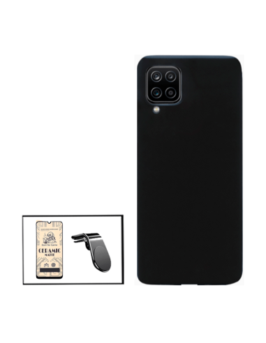 Kit Vidro Temperado CeramicGlass Full Cover + Capa Silicone Líquido + Suporte Magnético L Safe Driving Carro para Samsung Galaxy