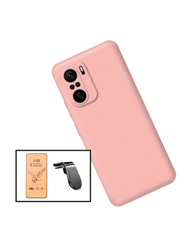 Kit Vidro Temperado CeramicGlass Full Cover + Capa Silicone Líquido + Suporte Magnético L Safe Driving Carro para Xiaomi Redmi N