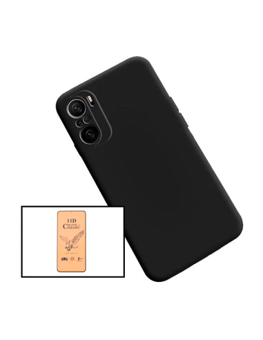 Kit Vidro Temperado CeramicGlass Full Cover + Capa Silicone Líquido para Xiaomi Redmi Note 10