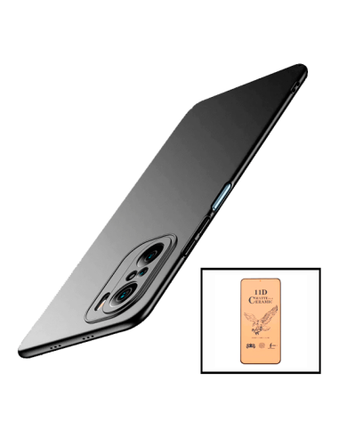 Kit Vidro Temperado CeramicGlass Full Cover + Capa SlimShield para Xiaomi Redmi Note 10 Preto