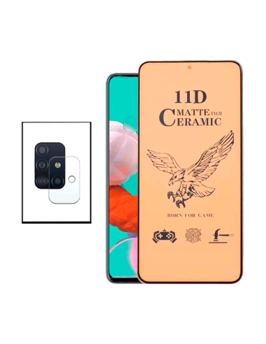 Kit Vidro Temperado CeramicGlass Full Cover + Película de Camara para Samsung Galaxy A71
