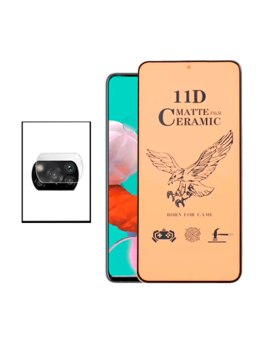 Kit Vidro Temperado CeramicGlass Full Cover + Película de Camara para Xiaomi Poco X3