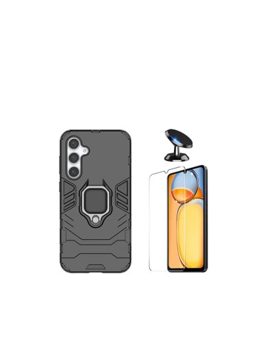 Kit Vidro Temperado ClearGlass + Capa 3X1 Military Defender + Suporte Magnético de Carro Phonecare para Samsung Galaxy A15 - Pre