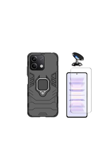 Kit Vidro Temperado ClearGlass + Capa 3X1 Military Defender + Suporte Magnético de Carro Phonecare para Xiaomi Redmi Note 13 Pro