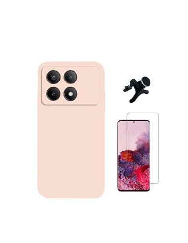 Kit Vidro Temperado ClearGlass + Capa Silicone Líquido + Suporte Magnético de Carro Reforçado Phonecare para Xiaomi Poco X6 Pro 