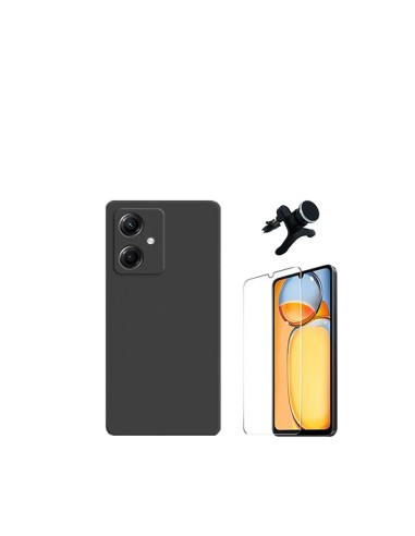 Kit Vidro Temperado ClearGlass + Capa Silicone Líquido + Suporte Magnético de Carro Reforçado Phonecare para Xiaomi Redmi 13C 5G
