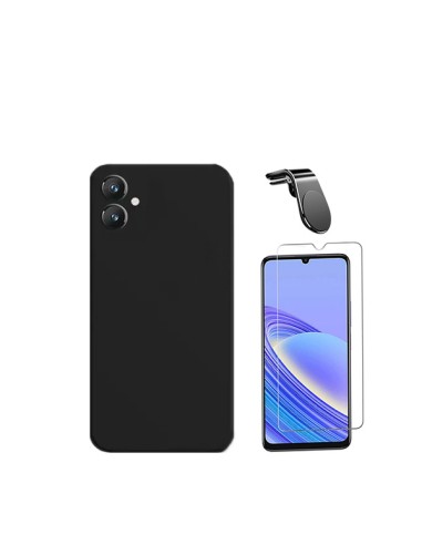 Kit Vidro Temperado ClearGlass + Capa Silicone Líquido + Suporte Magnético L Safe Driving Carro Phonecare para Samsung Galaxy A0