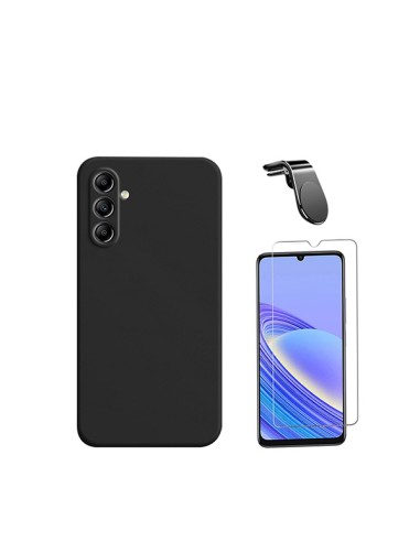 Kit Vidro Temperado ClearGlass + Capa Silicone Líquido + Suporte Magnético L Safe Driving Carro Phonecare para Samsung Galaxy A0