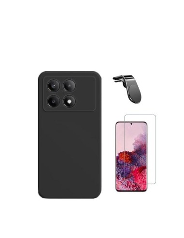 Kit Vidro Temperado ClearGlass + Capa Silicone Líquido + Suporte Magnético L Safe Driving Carro Phonecare para Xiaomi Poco X6 Pr