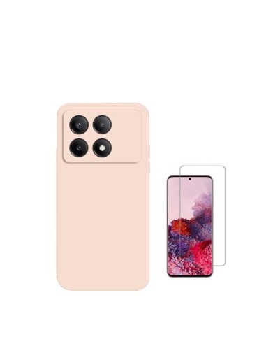 Kit Vidro Temperado ClearGlass + Capa Silicone Líquido Phonecare para Xiaomi Poco X6 Pro 5G - Rosa