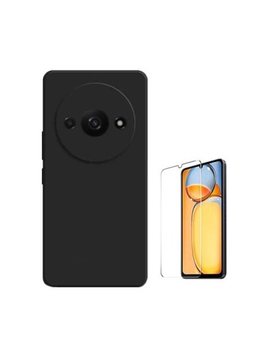 Kit Vidro Temperado ClearGlass + Capa Silicone Líquido Phonecare para Xiaomi Redmi A3 - Preto