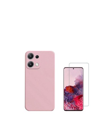 Kit Vidro Temperado ClearGlass + Capa Silicone Líquido Phonecare para Xiaomi Redmi Note 13 4G - Rosa