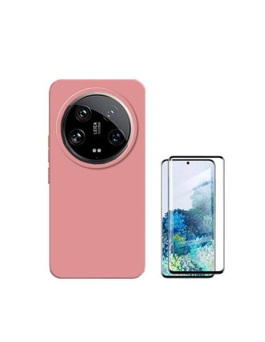 Kit Película de Vidro Temperado Curved + Capa Silicone Líquido Phonecare para Xiaomi 14 Ultra - Rosa