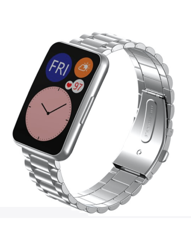 Bracelete Aço Stainless Lux + Ferramenta para Huawei Watch Fit Elegant Edition - Cinza