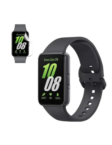 Kit Bracelete SmoothSilicone Com Fivela + Película de Hydrogel  para Samsung Galaxy Fit3 - Preto