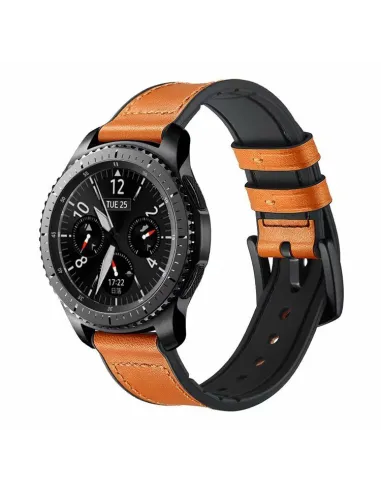 Bracelete Premium SiliconLeather  para OnePlus Watch 2 - Castanho / Preto