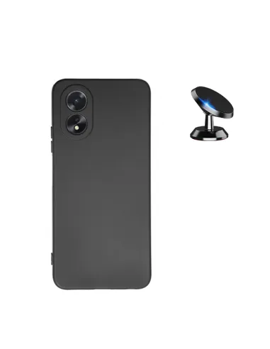 Kit Suporte Magnético + Capa Silicone Líquido  para Oppo A18 - Preto