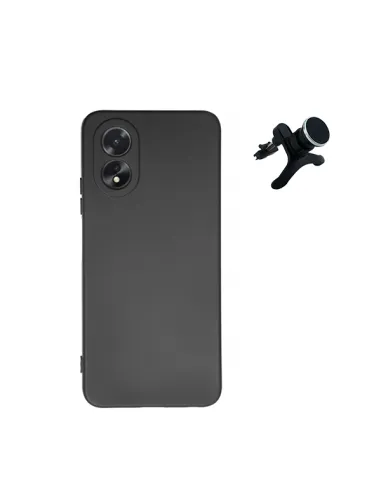 Kit Suporte Magnético Reforçado + Capa Silicone Líquido  para Oppo A18 - Preto