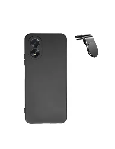 Kit Suporte Magnético L + Capa Silicone Líquido  para Oppo A18 - Preto