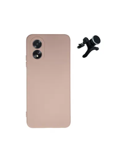 Kit Suporte Magnético Reforçado + Capa Silicone Líquido  para Oppo A18 - Rosa