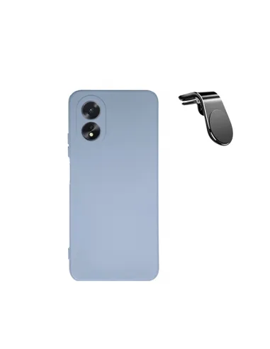 Kit Suporte Magnético L + Capa Silicone Líquido  para Oppo A18 - Azul Claro