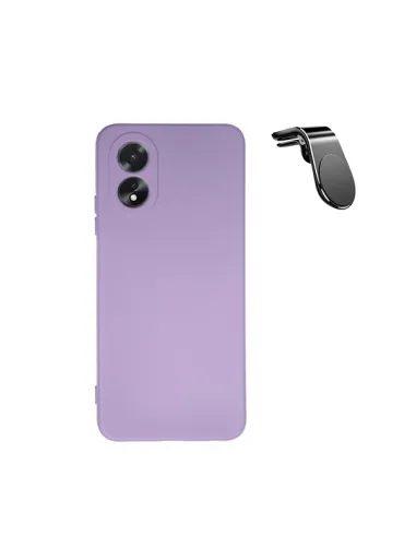 Kit Suporte Magnético L + Capa Silicone Líquido  para Oppo A18 - Roxo