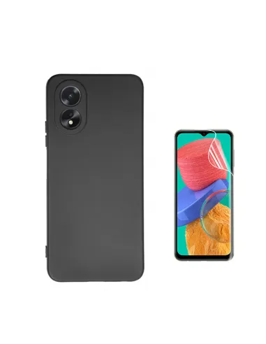 Kit Película Hydrogel Frente + Capa Silicone Líquido  para Oppo A18 - Preto