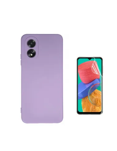 Kit Película Hydrogel Frente + Capa Silicone Líquido  para Oppo A18 - Roxo