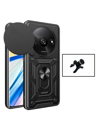 Kit Suporte Magnético Reforçado + Capa Magnetic Slide Window  para Xiaomi Redmi A3 - Preto