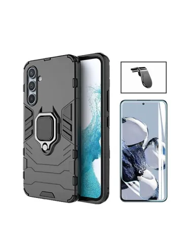 Kit Película Hydrogel Frente + Capa Military + Suporte Magnético L  para Samsung Galaxy S24+ Plus 5G - Preto