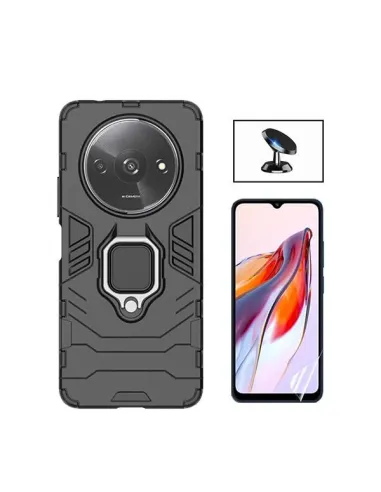 Kit Película Hydrogel Frente + Capa Military + Suporte Magnético para Xiaomi Redmi A3 - Preto