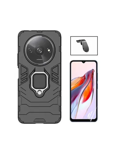 Kit Película Hydrogel Frente + Capa Military + Suporte Magnético L  para Xiaomi Redmi A3 - Preto