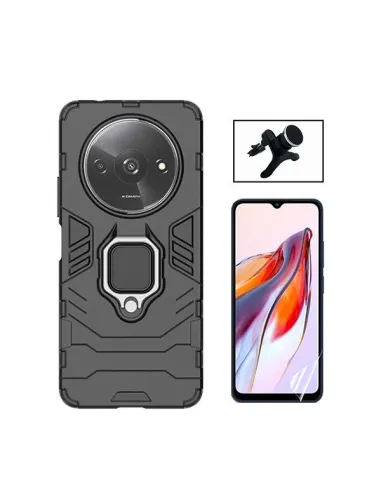 Kit Película Hydrogel Frente + Capa Military + Suporte Magnético Reforçado  para Xiaomi Redmi A3 - Preto