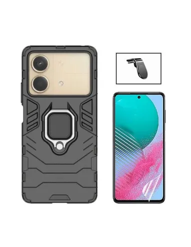 Kit Película Hydrogel Frente + Capa Military + Suporte Magnético L  para Xiaomi Poco X6 Neo - Preto