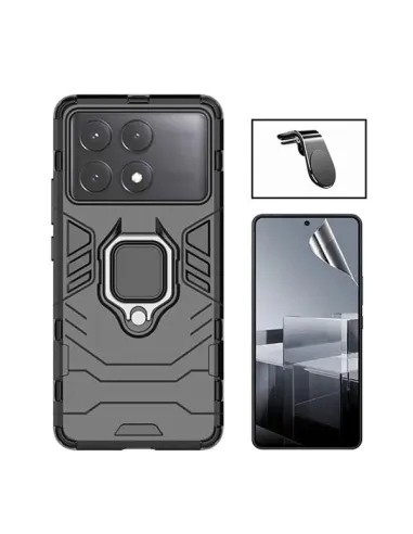 Kit Película Hydrogel Frente + Capa Military + Suporte Magnético L  para Xiaomi Poco X6 Pro - Preto