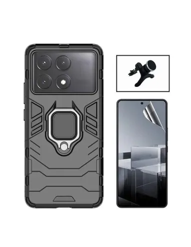 Kit Película Hydrogel Frente + Capa Military + Suporte Magnético Reforçado  para Xiaomi Poco X6 Pro - Preto